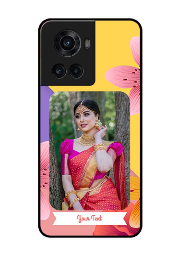 OnePlus 10R 5G Custom Glass Mobile Case - 3 Image With Vintage Floral Design