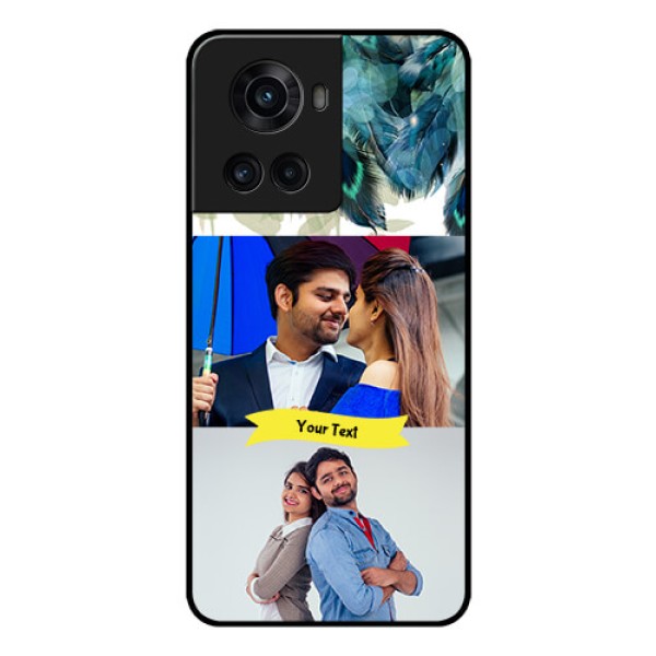 OnePlus 10R 5G Personalized Glass Phone Case - Image with Boho Peacock Feather Design