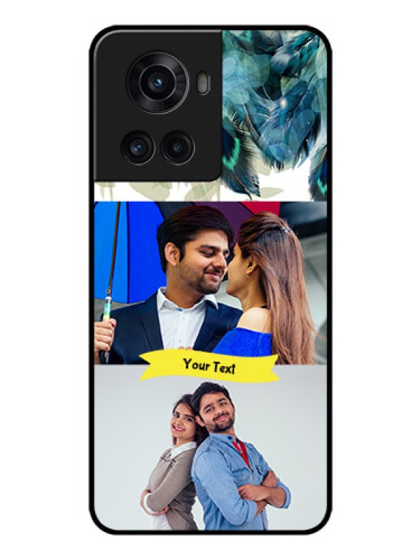 Custom OnePlus 10R 5G Personalized Glass Phone Case - Image with Boho Peacock Feather Design