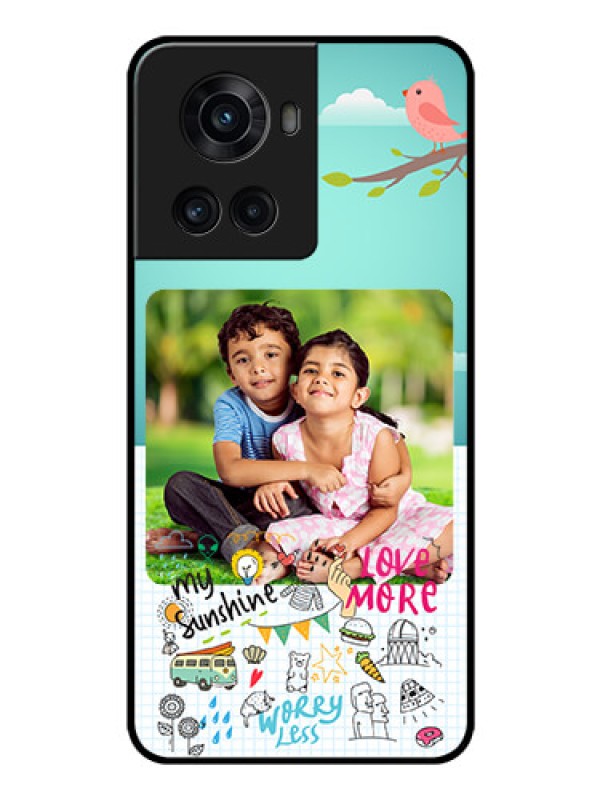 Custom OnePlus 10R 5G Photo Printing on Glass Case - Doodle love Design