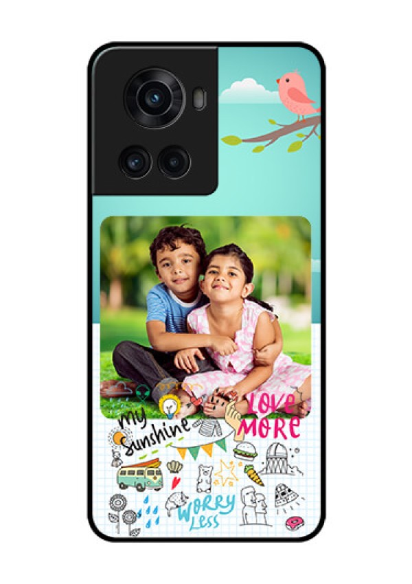 OnePlus 10R 5G Photo Printing on Glass Case - Doodle love Design