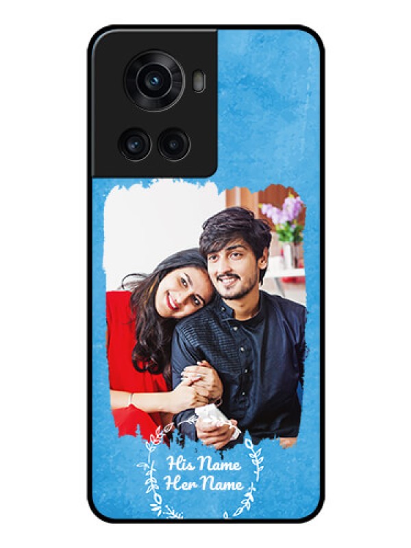 Custom OnePlus 10R 5G Custom Glass Phone Case - Blue Color Vintage Design