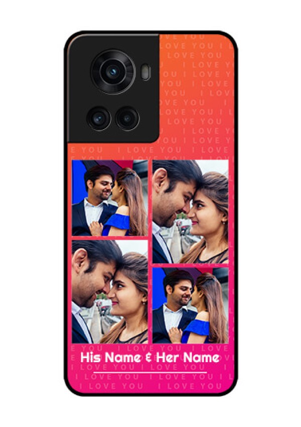 OnePlus 10R 5G Custom Glass Phone Case - I Love You Pink Design