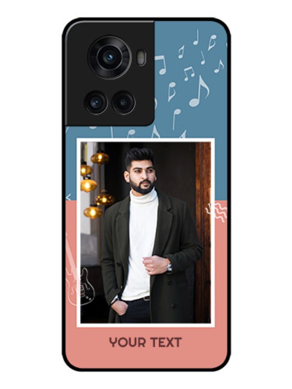 Custom OnePlus 10R 5G Photo Printing on Glass Case - with Color Musical Note Design
