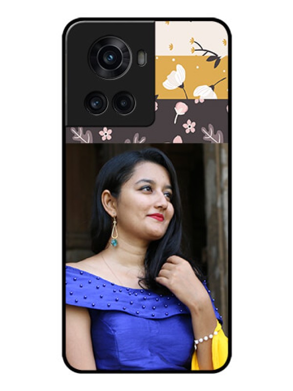 Custom OnePlus 10R 5G Custom Glass Phone Case - Stylish Floral Design