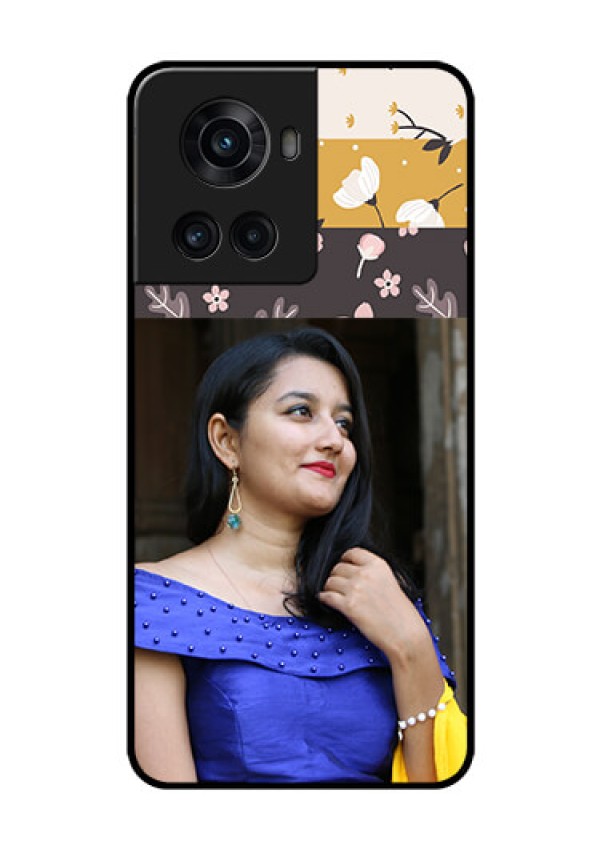 OnePlus 10R 5G Custom Glass Phone Case - Stylish Floral Design