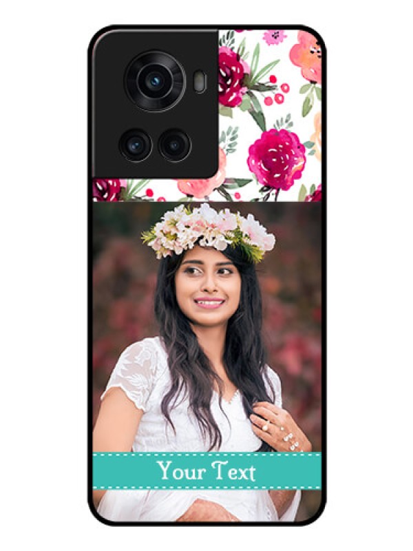 Custom OnePlus 10R 5G Custom Glass Phone Case - Watercolor Floral Design