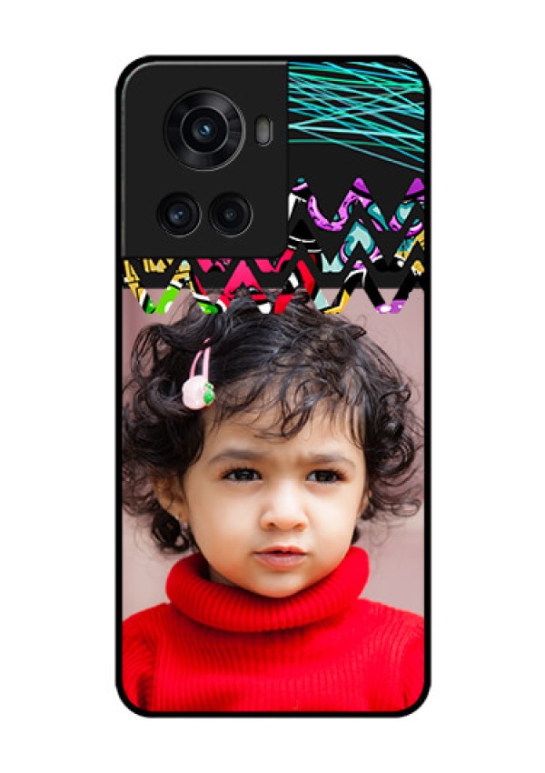 OnePlus 10R 5G Personalized Glass Phone Case - Neon Abstract Design
