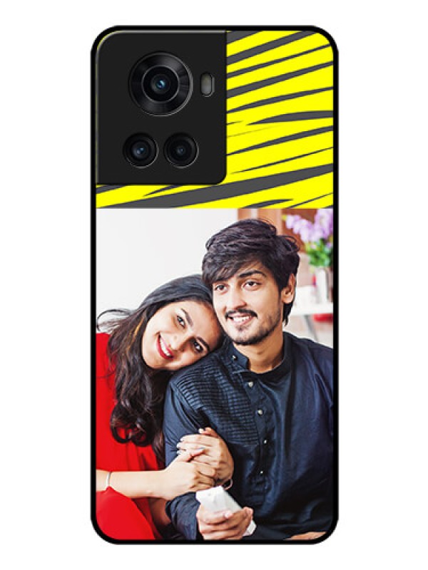 Custom OnePlus 10R 5G Photo Printing on Glass Case - Yellow Abstract Design