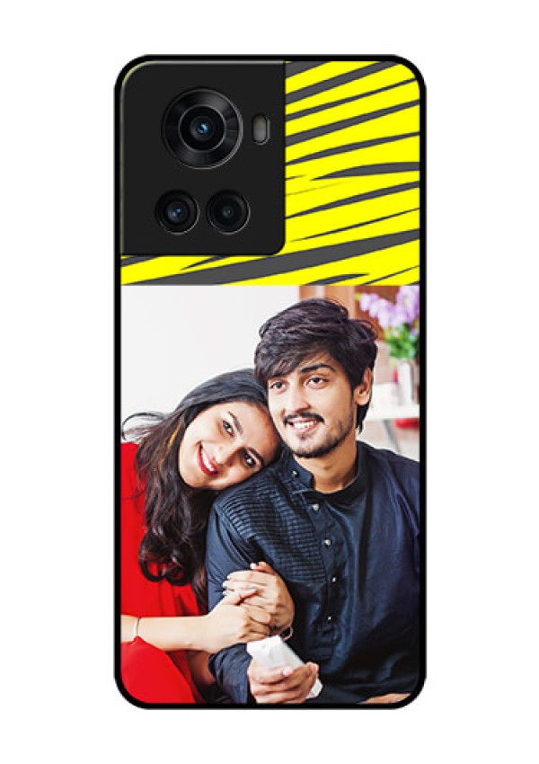 OnePlus 10R 5G Photo Printing on Glass Case - Yellow Abstract Design