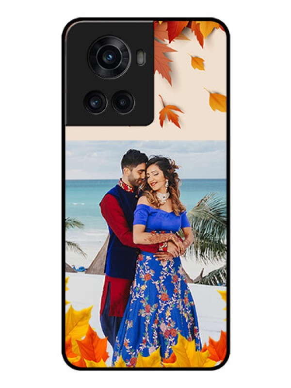 Custom OnePlus 10R 5G Photo Printing on Glass Case - Autumn Maple Leaves Design