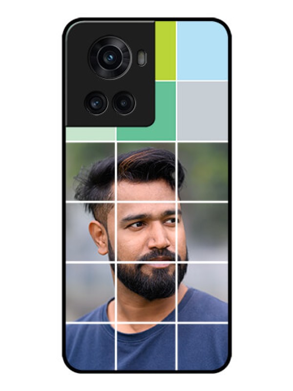Custom OnePlus 10R 5G Photo Printing on Glass Case - with white box pattern