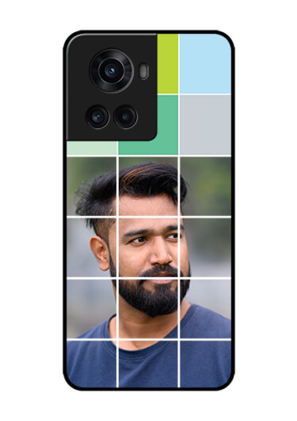OnePlus 10R 5G Photo Printing on Glass Case - with white box pattern