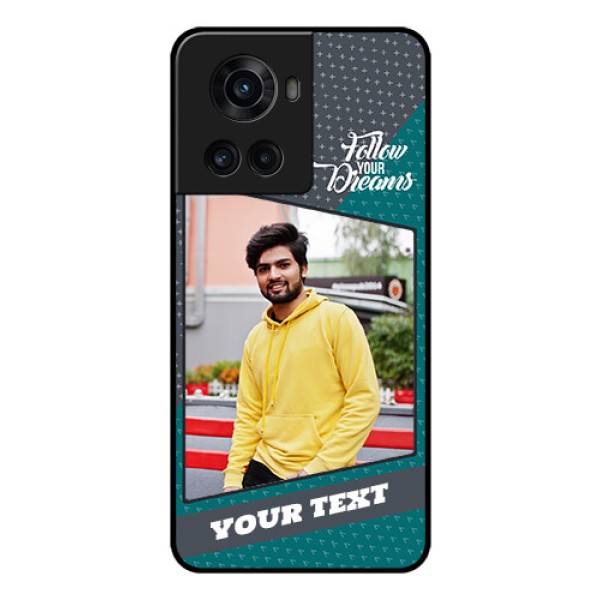 OnePlus 10R 5G Personalized Glass Phone Case - Background Pattern Design with Quote