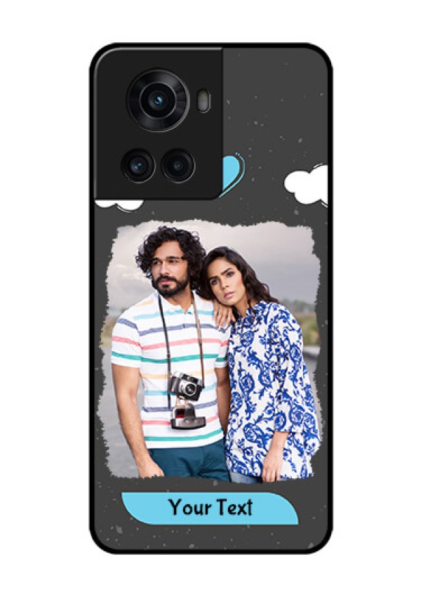 OnePlus 10R 5G Custom Glass Phone Case - Splashes with love doodles Design