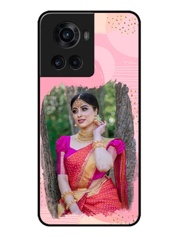 Custom OnePlus 10R 5G Personalized Glass Phone Case - Gold Glitter Splash Design