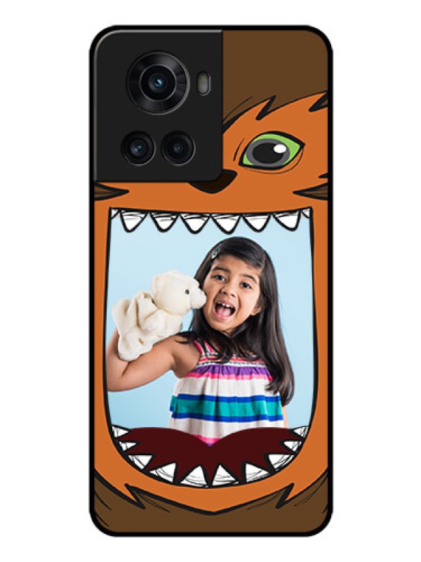 Custom OnePlus 10R 5G Photo Printing on Glass Case - Owl Monster Back Case Design