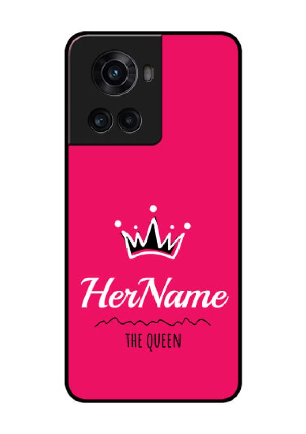 OnePlus 10R 5G Glass Phone Case Queen with Name