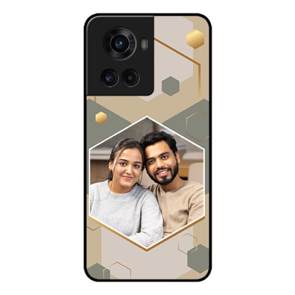 OnePlus 10R 5G Photo Printing on Glass Case - Stylish Hexagon Pattern Design OnePlus 10R 5G Photo Printing on Glass Case - Stylish Hexagon Pattern Design
