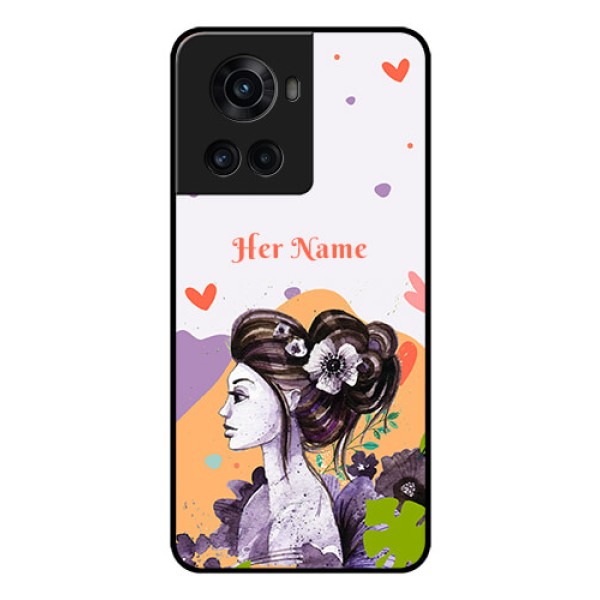 OnePlus 10R 5G Personalized Glass Phone Case - Woman And Nature Design