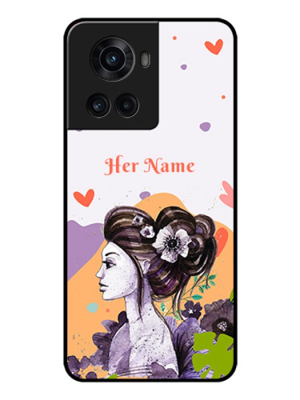 Custom OnePlus 10R 5G Personalized Glass Phone Case - Woman And Nature Design