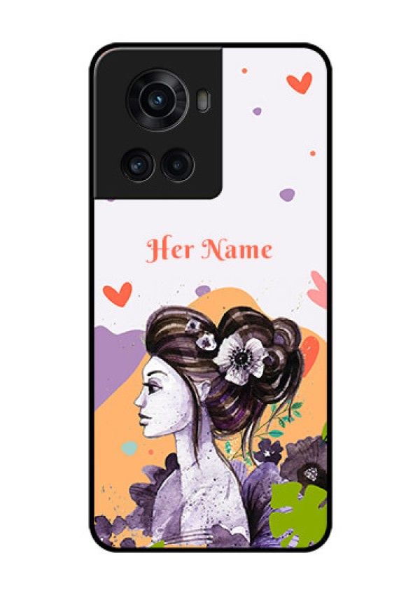 OnePlus 10R 5G Personalized Glass Phone Case - Woman And Nature Design