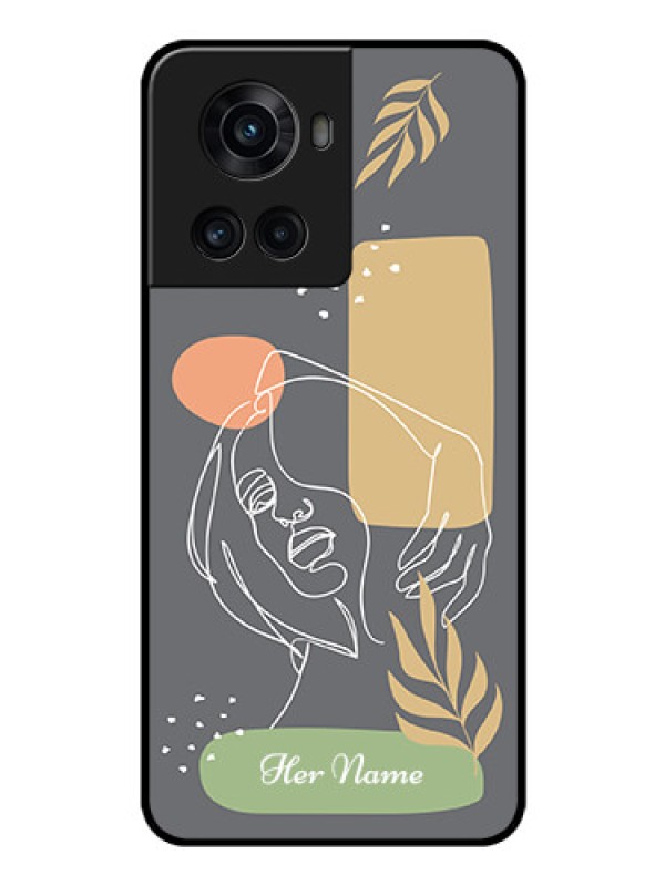 Custom OnePlus 10R 5G Custom Glass Phone Case - Gazing Woman line art Design