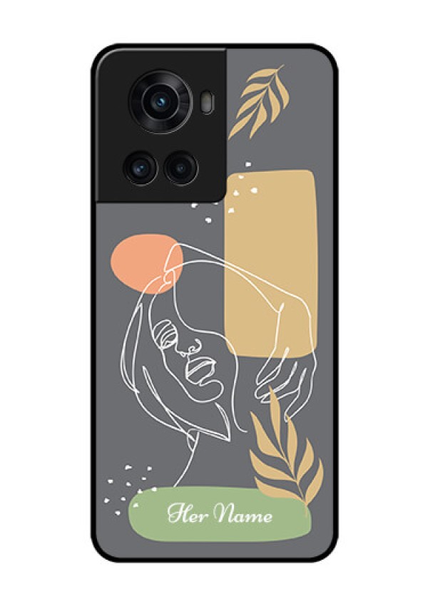 OnePlus 10R 5G Custom Glass Phone Case - Gazing Woman line art Design