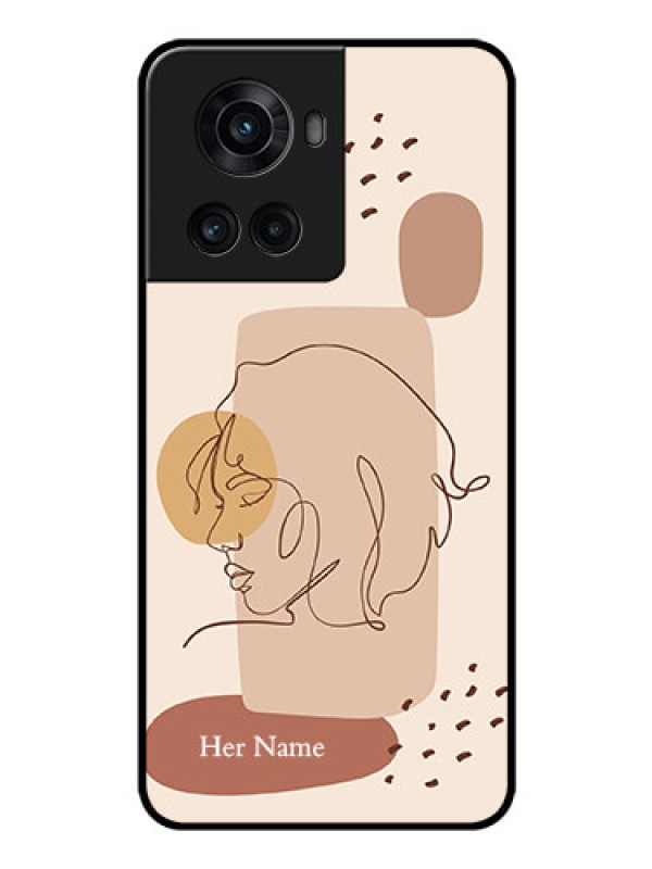 Custom OnePlus 10R 5G Photo Printing on Glass Case - Calm Woman line art Design