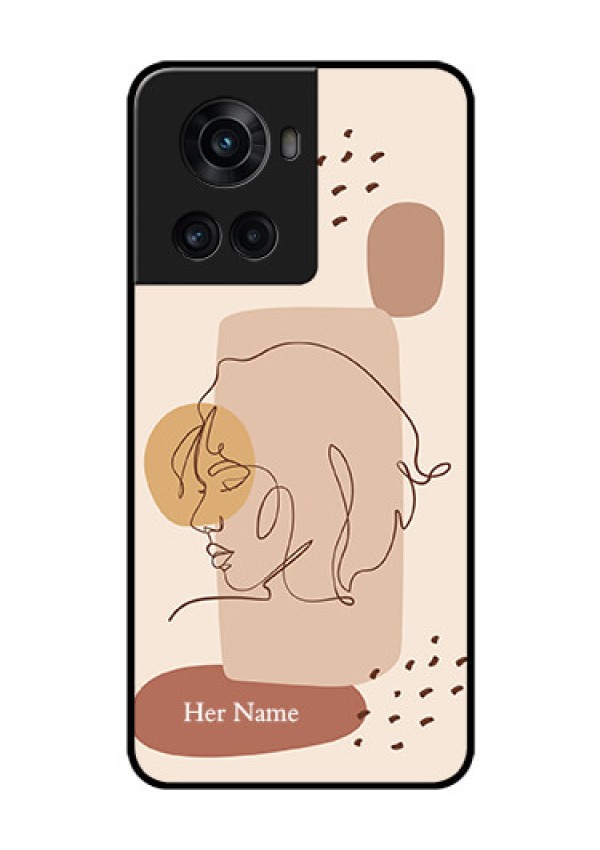OnePlus 10R 5G Photo Printing on Glass Case - Calm Woman line art Design