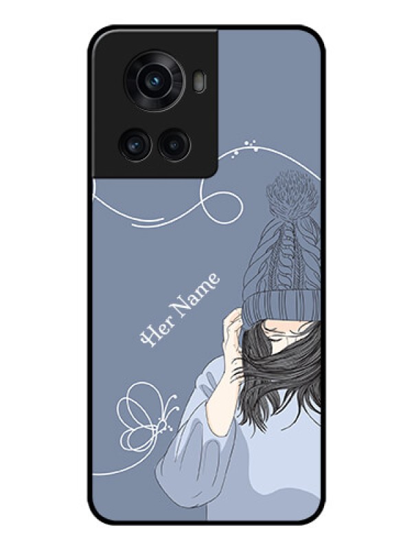 Custom OnePlus 10R 5G Custom Glass Mobile Case - Girl in winter outfit Design