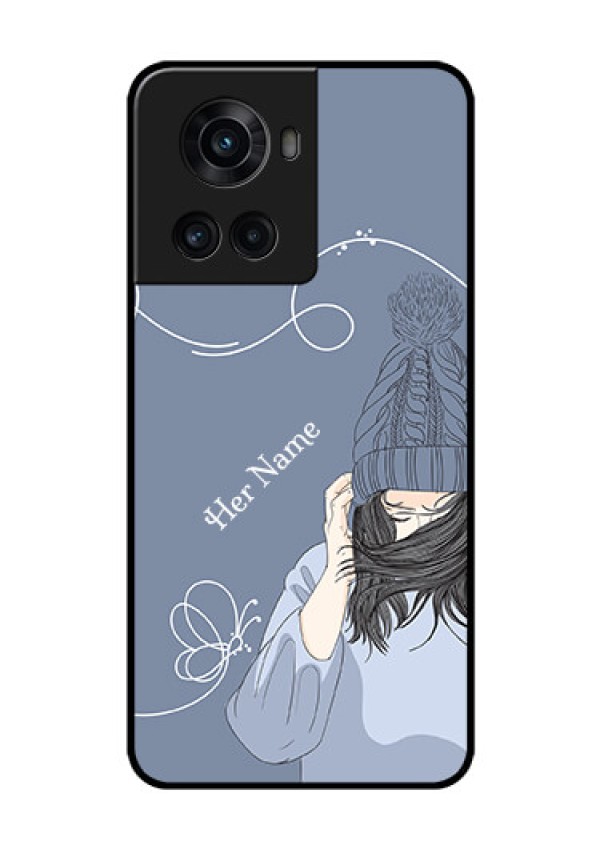 OnePlus 10R 5G Custom Glass Mobile Case - Girl in winter outfit Design