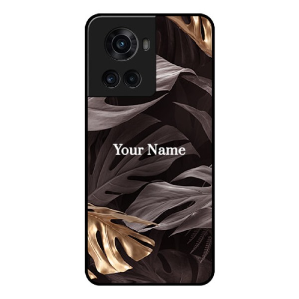 OnePlus 10R 5G Personalised Glass Phone Case - Wild Leaves digital paint Design