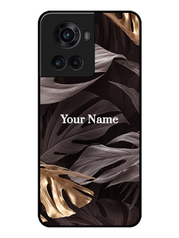Custom OnePlus 10R 5G Personalised Glass Phone Case - Wild Leaves digital paint Design