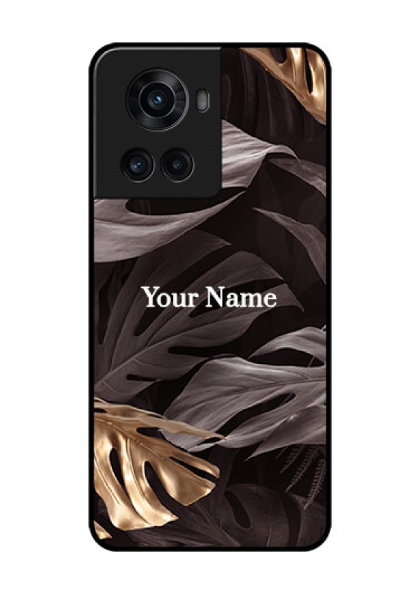 OnePlus 10R 5G Personalised Glass Phone Case - Wild Leaves digital paint Design