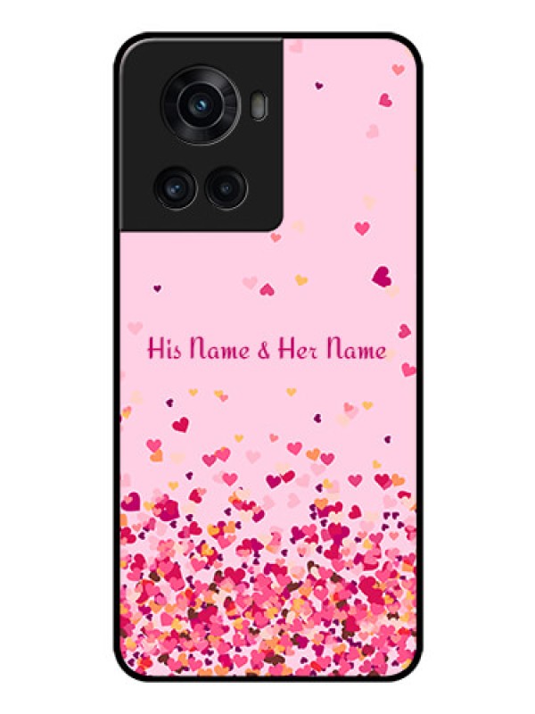 Custom OnePlus 10R 5G Photo Printing on Glass Case - Floating Hearts Design