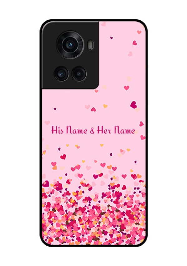 OnePlus 10R 5G Photo Printing on Glass Case - Floating Hearts Design