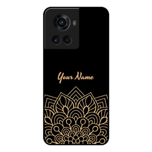OnePlus 10R 5G Custom Glass Phone Case - Golden mandala Design OnePlus 10R 5G Custom Glass Phone Case - Golden mandala Design