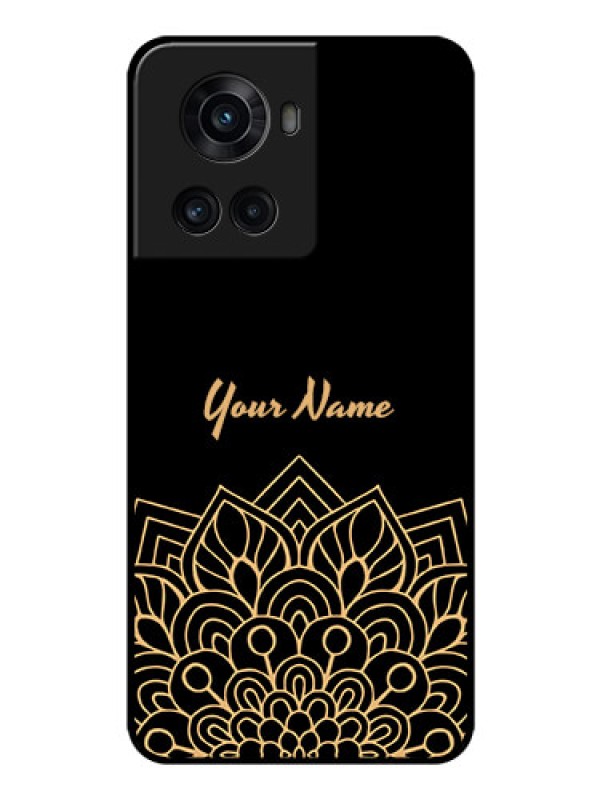 Custom OnePlus 10R 5G Custom Glass Phone Case - Golden mandala Design