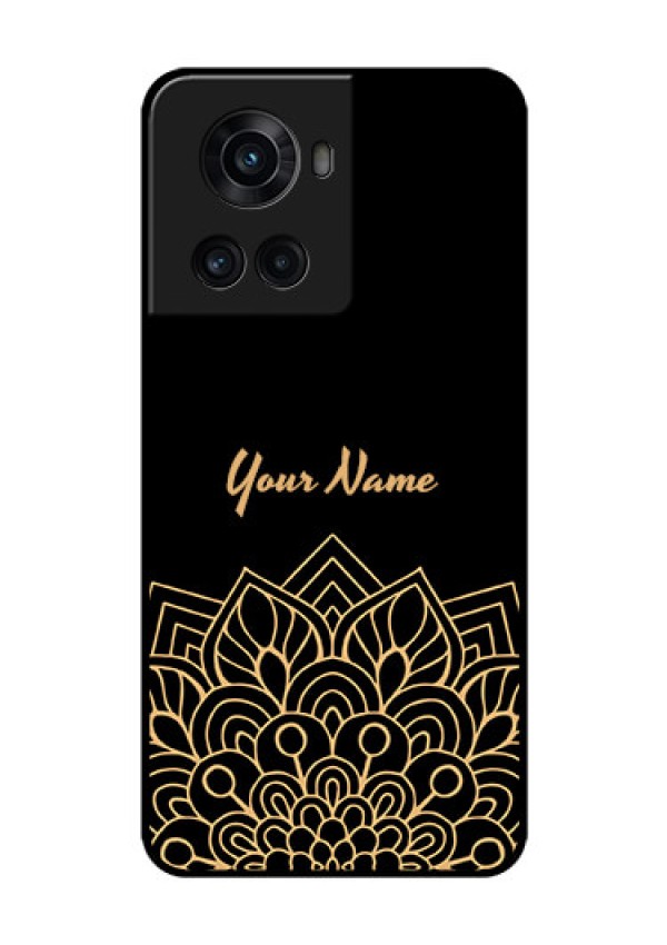 OnePlus 10R 5G Custom Glass Phone Case - Golden mandala Design