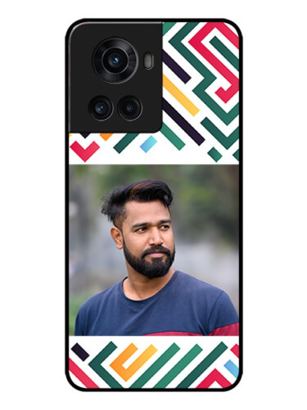 Custom OnePlus 10R 5G Personalized Glass Phone Case - Colorful Maze Pattern Design