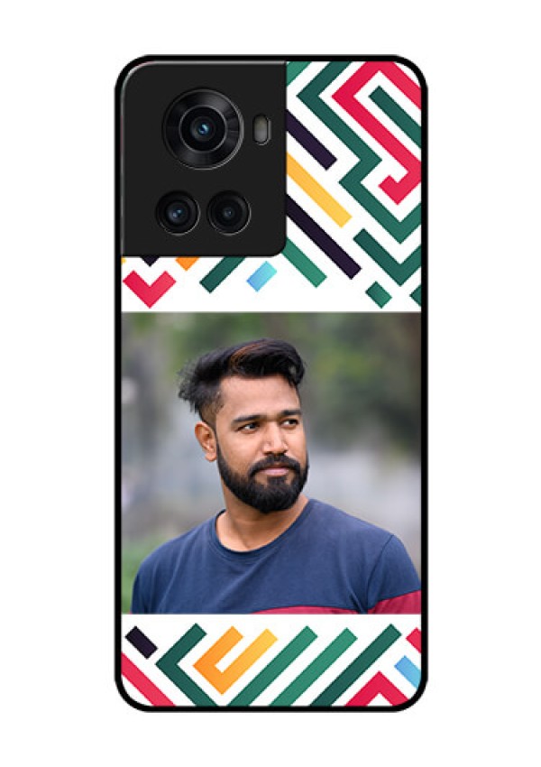 OnePlus 10R 5G Personalized Glass Phone Case - Colorful Maze Pattern Design