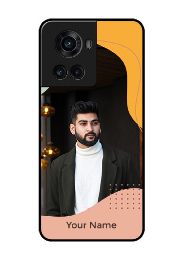 OnePlus 10R 5G Personalized Glass Phone Case - Tri-coloured overlay design