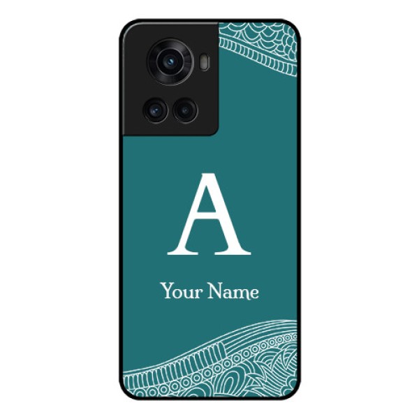 OnePlus 10R 5G Personalized Glass Phone Case - line art pattern with custom name Design OnePlus 10R 5G Personalized Glass Phone Case - line art pattern with custom name Design