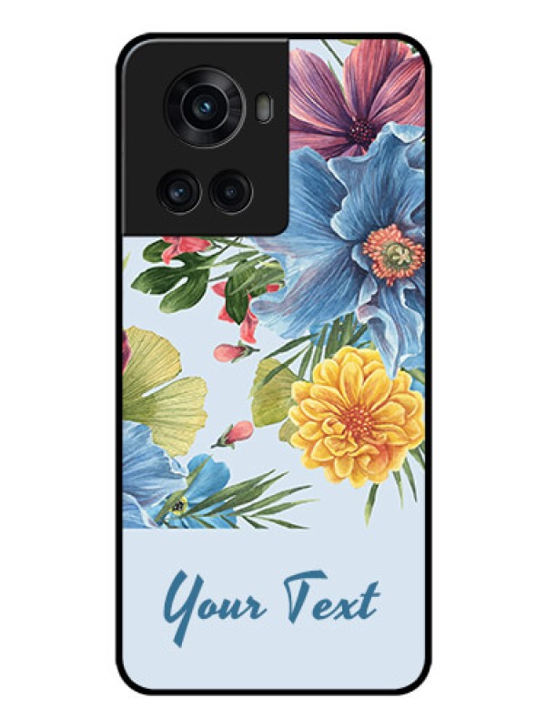 Custom OnePlus 10R 5G Custom Glass Mobile Case - Stunning Watercolored Flowers Painting Design