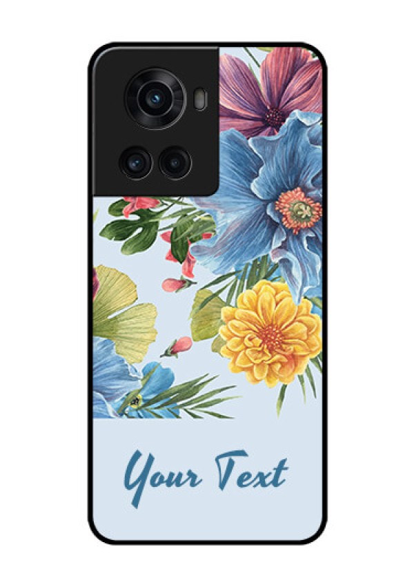 OnePlus 10R 5G Custom Glass Mobile Case - Stunning Watercolored Flowers Painting Design