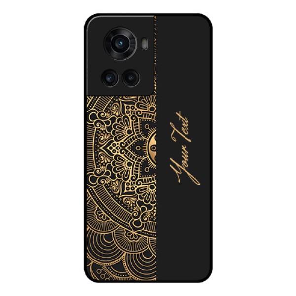 OnePlus 10R 5G Photo Printing on Glass Case - Mandala art with custom text Design
