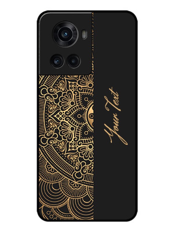 Custom OnePlus 10R 5G Photo Printing on Glass Case - Mandala art with custom text Design