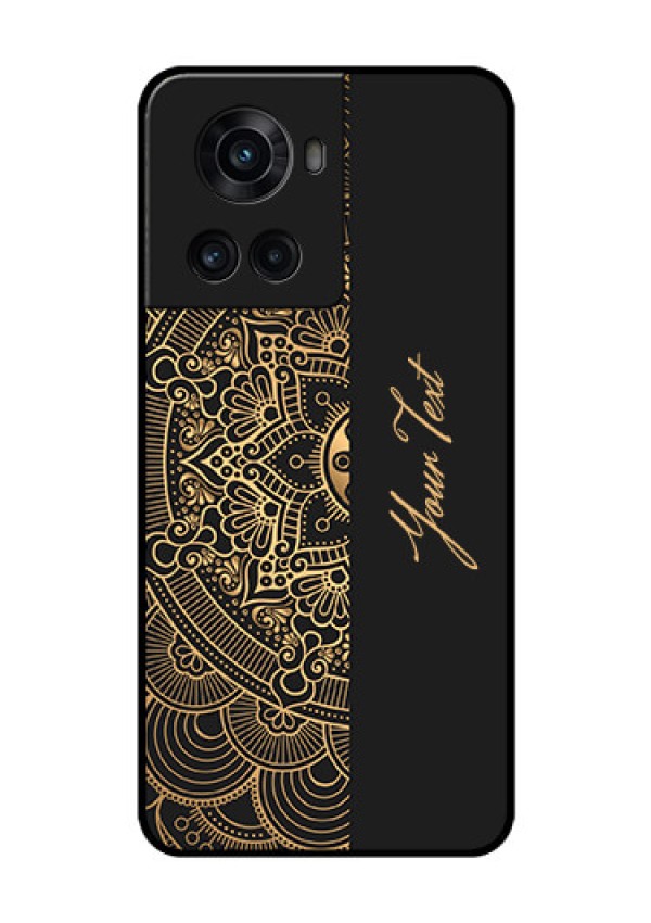 OnePlus 10R 5G Photo Printing on Glass Case - Mandala art with custom text Design