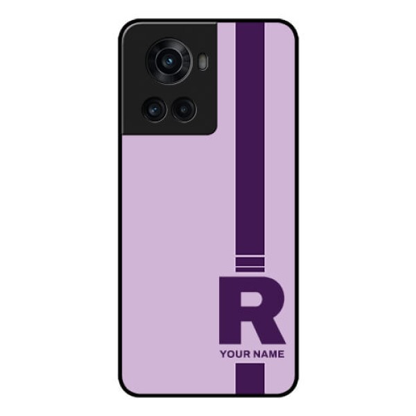 OnePlus 10R 5G Photo Printing on Glass Case - Simple dual tone stripe with name Design OnePlus 10R 5G Photo Printing on Glass Case - Simple dual tone stripe with name Design
